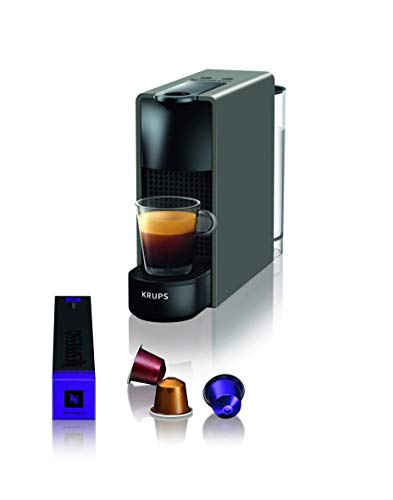 Krups Nespresso XN110B Krups Essenza Mini - Cafetera monodosis de cápsulas Nespresso, compacta, 19 bares, apagado automático, color gris (Pack Cápsulas bienvenida incluido)