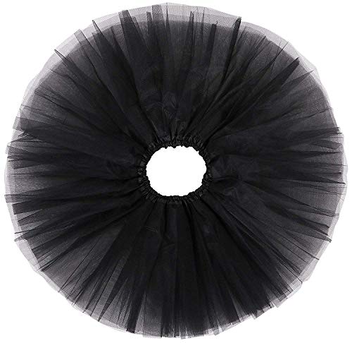 Ksnnrsng Tutu Falda de Mujer Faldas de Tul 50's Short Ballet 3 Capas de Baile para Vestirse Danza (Negro)