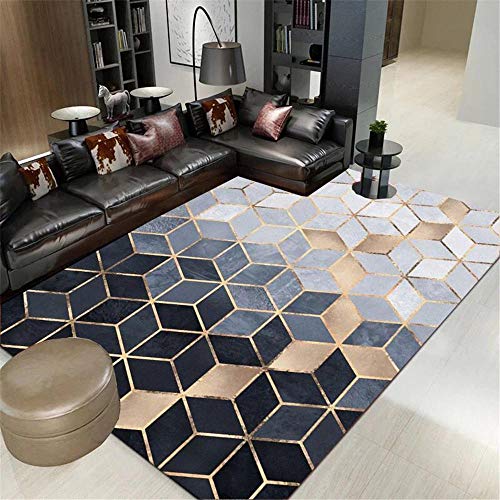 Kunsen Alfombras Infantiles Pequeñas Gris Alfombra de salón Hexagonal patrón geométrico Alfombra Suave Dormitorio Duradero Alfombras De Salon El 160X230CM Alfombra Terraza 5ft 3''X7ft 6.6''