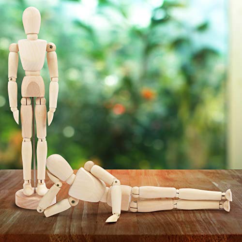 Kurtzy Maniquí de Madera 30,5 cm Cuerpo Humano Figura Articulada para Dibujo - Muñeco Madera Articulaciones Flexibles Artista - Muñeco Articulado Unisex Bocetos y Pinturas - Perfecto para el Hogar