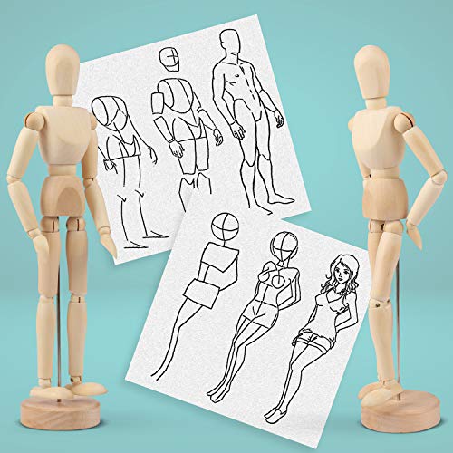 Kurtzy Maniquí de Madera 30,5 cm Cuerpo Humano Figura Articulada para Dibujo - Muñeco Madera Articulaciones Flexibles Artista - Muñeco Articulado Unisex Bocetos y Pinturas - Perfecto para el Hogar