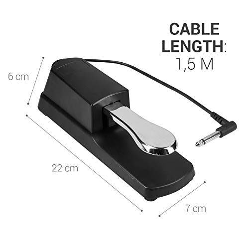 kwmobile Pedal sustain para piano eléctrico - Pedal sostenido para teclado digital con cable 1.5M - Pedal universal para MIDI sintetizador y órgano