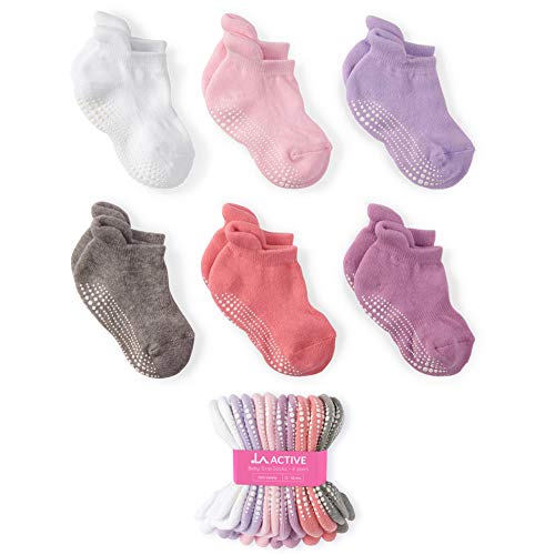 LA Active Tobillera Calcetines Antideslizantes - 6 Pares - para Bebé Niños Niñas Infantil Recién Nacido (Niñas, 4-7 Años)