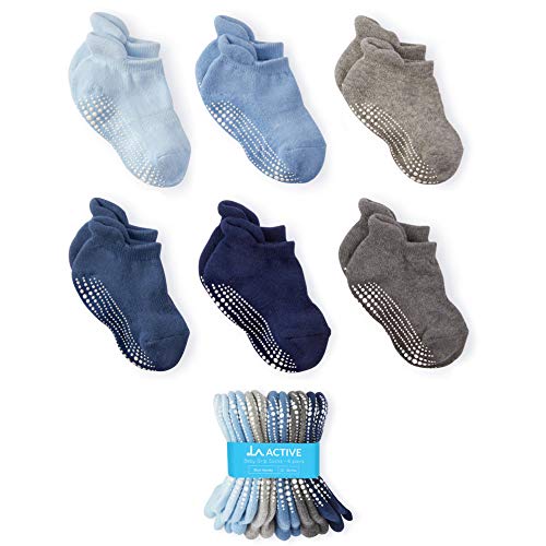 LA Active Tobillera Calcetines Antideslizantes - 6 Pares - para Bebé Niños Niñas Infantil Recién Nacido (Niños, 12-36 Meses)