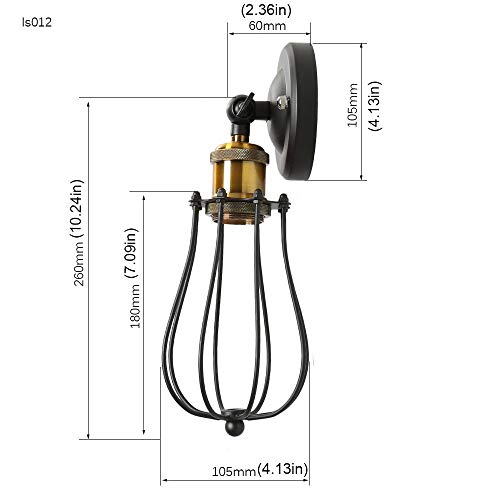 Lámpara de Pared Vintage Industrial Ajustable Metal E27 Base Aplique de Pared Jaula de Alambre Antiguo Estilo Retro Rústico para la Sala de Estar Del Dormitorio Mesa de Comedor, 2 Paquetes