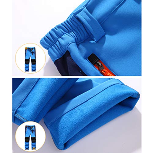 LaoZan Sintético Cachemir Pantalones Senderismo Niño Niña Pantalon Softshell Impermeable Transpirable Pantalones Trekking Montaña (Cielo Azul,M)