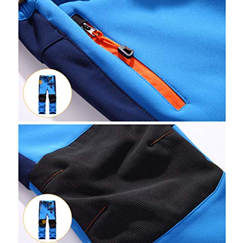 LaoZan Sintético Cachemir Pantalones Senderismo Niño Niña Pantalon Softshell Impermeable Transpirable Pantalones Trekking Montaña (Cielo Azul,M)