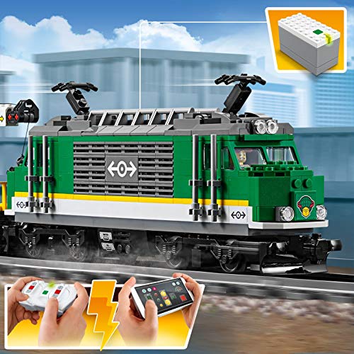 LEGO City 60198 Tren De Mercancías, Juguete con Motor y Control Remoto Bluetooth con 3 Vagones, Pistas y Accesorios para Niños a partir de 6 años