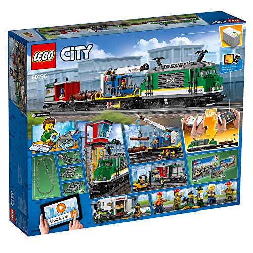 LEGO City 60198 Tren De Mercancías, Juguete con Motor y Control Remoto Bluetooth con 3 Vagones, Pistas y Accesorios para Niños a partir de 6 años