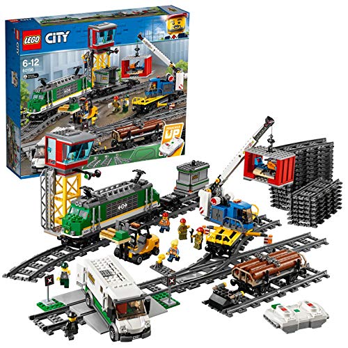 LEGO City 60198 Tren De Mercancías, Juguete con Motor y Control Remoto Bluetooth con 3 Vagones, Pistas y Accesorios para Niños a partir de 6 años