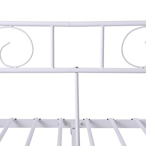 LiePu Sofá Cama Metálica Diván Cama para Dormitorio Salón Cuarto de Invitados,Adecuado para Colchón de 90 * 190 cm,Blanco