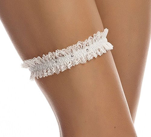 Liga Novia ELEGANTE delgado a la Boda- Liga Nupcial Discreto con 3 Pequeños Pedrería Brillante- Garter Novia, Garter Boda- Novias Accesorios - MUST HAVE - Regalo Dama de Honor, Bachelor Party - MARFIL