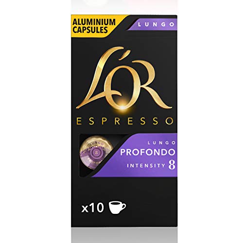 L'Or Espresso Café Lungo Profundo Intensidad 8 - 100 cápsulas de aluminio compatibles con máquinas Nespresso (R)* (10 Paquetes de 10 cápsulas)