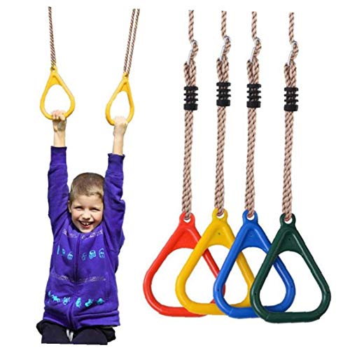 Los niños Trapecio Barra del Levantamiento de los Anillos de Gimnasia plástica Ajustable Aptitud de los Deportes Pull-ups extracción de Anillo Infantil (Color al Azar)