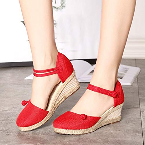 Luckycat Sandalias Mujer Cuña Alpargatas Plataforma Bohemias Romanas Mares Playa Gladiador Verano Tacon Planas Zapatos Zapatillas