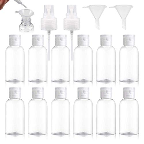 Lvcky - 12 botellas de viaje vacías para champú, acondicionador, loción, artículos de tocador (30 ml)