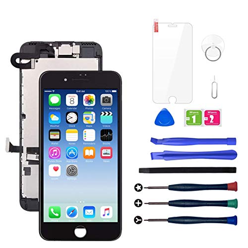 LWMTT Pantalla Tàctil LCD para iPhone 7 Negro– Táctil Reemplazo Digital Conjunto Completo Recambio Herramientas para la Reparación, Vidrio Protector