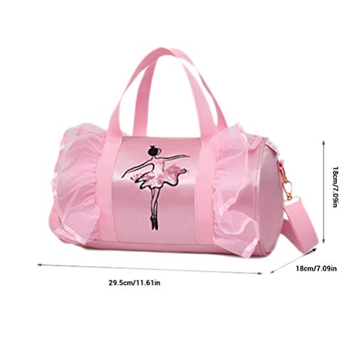 Mallalah Ballet para niños Baile latino Bolsa de hombro Bolso de asas Bolso de la muchacha Bolsos de mensajero para niñas (rosa)