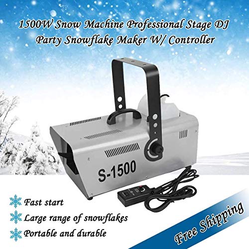 Máquina de nieve 1500W, Fabricante profesional de copos de nieve para fiestas en exteriores e interiores con controlador, perfecto para efectos de escenario, Navidad/Navidad, bodas