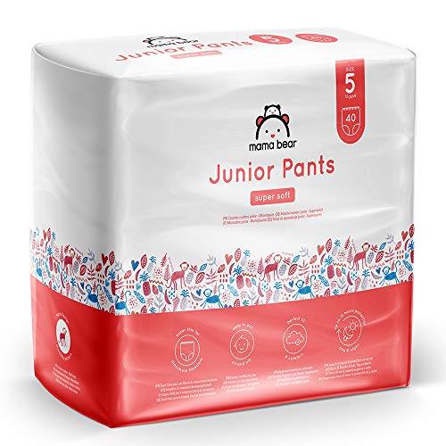 Marca Amazon- Mama Bear Pañal de aprendizaje junior- Talla 5 (13-20kg), 80 pañales (2x40)