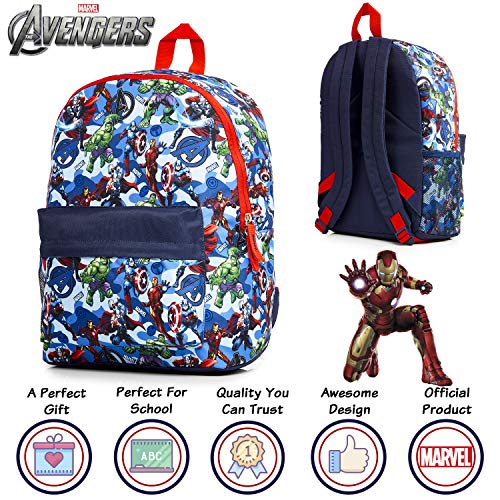 Marvel Avengers Mochila Niño, Mochilas Escolares Juveniles con Superheroes Capitan America Iron Man Hulk y Thor, Mochila para Deporte Viaje Colegio, Regalos para Niños Adolescentes