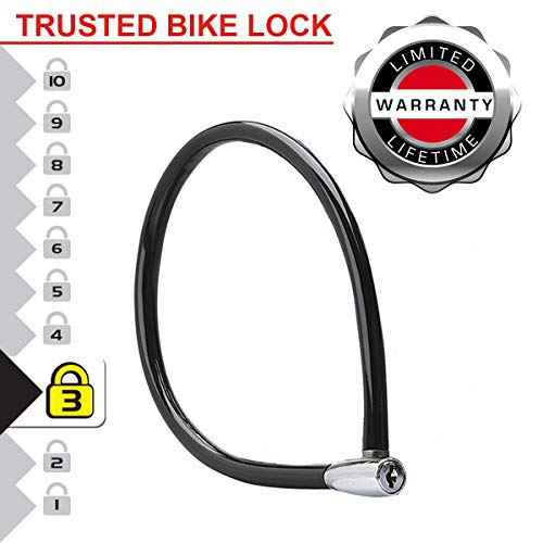 MASTER LOCK Candado Bicicleta [55 cm Cable] [Llave] [Exterior] [Color al Azar] 8630-F - Ideal para Bicicleta, Monopatín, Paseante, Cortacésped y Otro Equipo