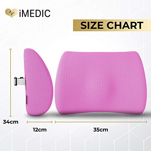 Medipaq - Cojín De Apoyo Lumbar Ortopédico Con Malla De Memoria '3D' - Con Circulación De Aire - Reduce El Dolor De Espalda, Mejora La Postura [Versión Actualizada En 2018 - Ahora Con Correa Elástica Ajustable]