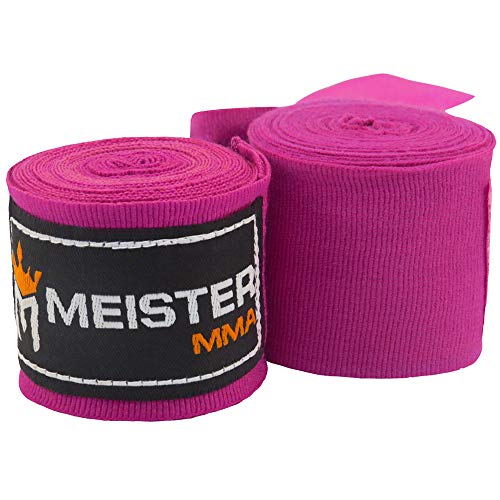 Meister Junior 108" Vendas para Manos de algodón elásticas para MMA y Boxeo (Par) - Morado