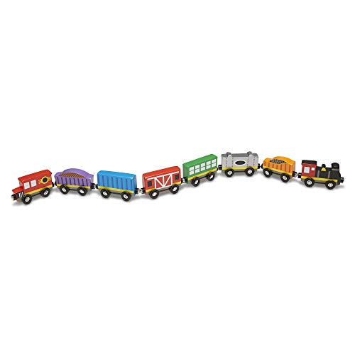 Melissa & Doug- Train Cars Juguetes Trenes de Maderacon 8 Piezas, 3+ Años (15186)