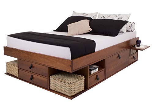 Memomad Cama Funcional Bali 160x200 cm - Estructura con Mucho Espacio de almacenaje y cajones, Ideal para dormitorios pequeños - Cama de Madera Maciza de Pino - Precio Incl. somier de Madera