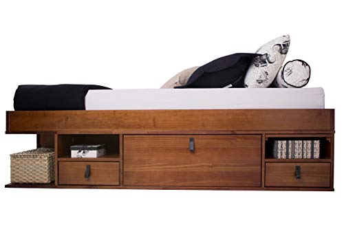 Memomad Cama Funcional Bali 180x200 cm - Estructura con Mucho Espacio de almacenaje y cajones, Ideal para dormitorios pequeños - Cama de Madera Maciza de Pino - Precio Incl. somier de Madera