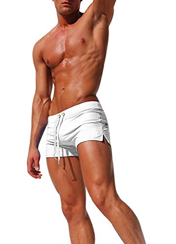 Minetom Atractivos Bañador Traje De Baño Boxeador Cintura Baja Pantalones Cortos Para Hombre De Natación Playa Piscina Blanco EU M