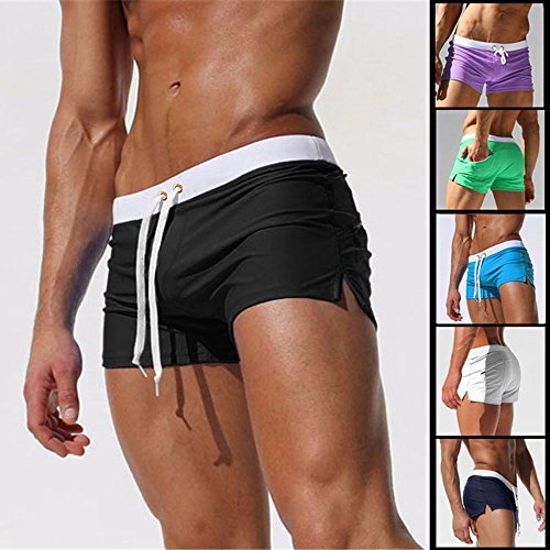 Minetom Atractivos Bañador Traje De Baño Boxeador Cintura Baja Pantalones Cortos Para Hombre De Natación Playa Piscina Blanco EU M