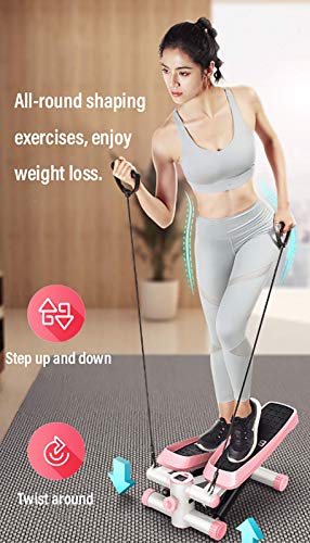 Mini Stepper, Step Cardio Fitness Maquina de Subir Escaleras Casa, Stepper Up-Down con Banda de Resistencia, Ideal para Principiantes, LCD Pantalla Multifuncional, Carga -150KG