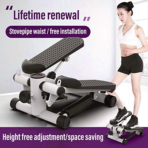 Mini Stepper, Step Cardio Fitness Maquina de Subir Escaleras Casa, Stepper Up-Down con Banda de Resistencia, Ideal para Principiantes, LCD Pantalla Multifuncional, Carga -150KG