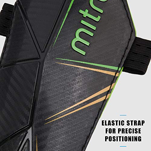 Mitre Delta Tobillo Proteger Fútbol Espinilleras Shinpad Negro, Unisex, Color Negro - Negro, Verde y Amarillo, tamaño Mediano