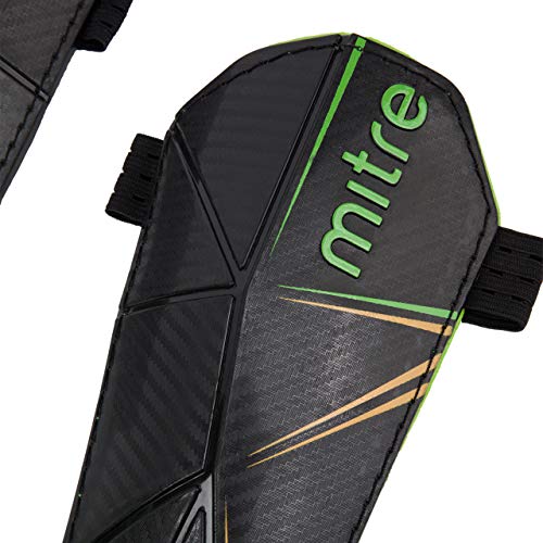 Mitre Delta Tobillo Proteger Fútbol Espinilleras Shinpad Negro, Unisex, Color Negro - Negro, Verde y Amarillo, tamaño Mediano