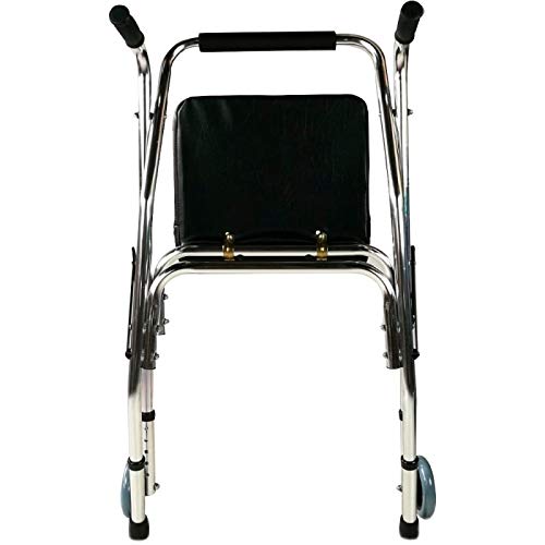 Mobiclinic Compostela Andador Ancianos con Dos Ruedas Plegable, con asiento, Aluminio, para Adultos, Altura Regulable, Plata/Negro