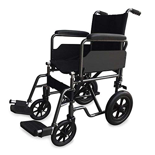 Mobiclinic, Modelo S230, Silla de ruedas para minusválidos, silla de ruedas de tránsito, plegable, ortopédica, reposapiés, reposabrazos, color Negro, asiento 43 cm