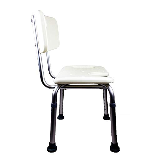 Mobiclinic, Silla de baño, Marisma, Taburete de ducha, Marca Española, Asiento en U, Ortopédica, Altura regulable, Con respaldo, Conteras antideslizantes, Para personas mayores o con discapacidad