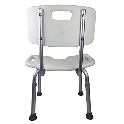 Mobiclinic, Silla de baño, Marisma, Taburete de ducha, Marca Española, Asiento en U, Ortopédica, Altura regulable, Con respaldo, Conteras antideslizantes, Para personas mayores o con discapacidad