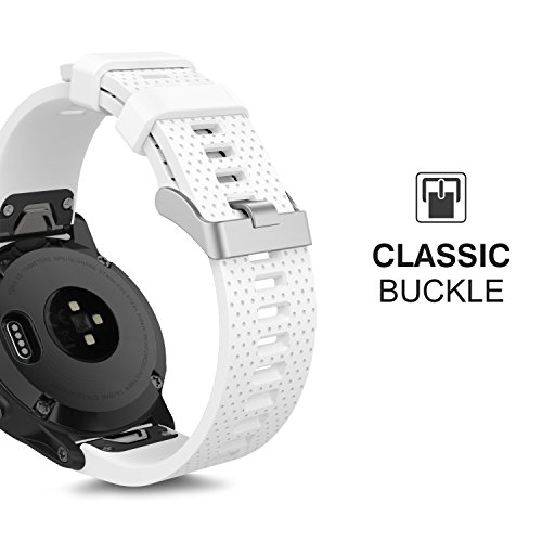 MoKo Correa de Reloj para Garmin Fenix 6S/6S Pro/5S, Correa de Banda de Reloj de Repuesto de Silicona Suave para Multisport 42mm GPS Smart Watch, Ajuste 5.31"-8.46", Blanco