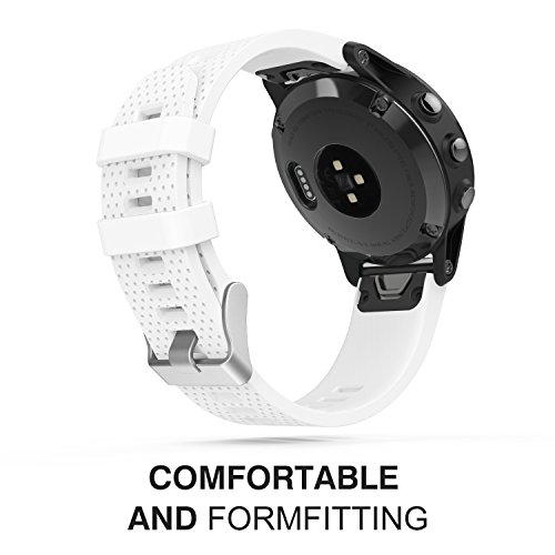 MoKo Correa de Reloj para Garmin Fenix 6S/6S Pro/5S, Correa de Banda de Reloj de Repuesto de Silicona Suave para Multisport 42mm GPS Smart Watch, Ajuste 5.31"-8.46", Blanco