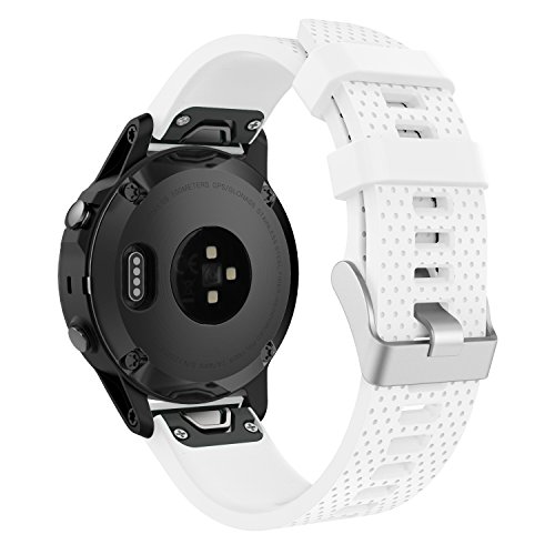 MoKo Correa de Reloj para Garmin Fenix 6S/6S Pro/5S, Correa de Banda de Reloj de Repuesto de Silicona Suave para Multisport 42mm GPS Smart Watch, Ajuste 5.31"-8.46", Blanco