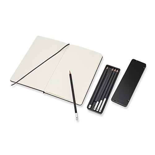 Moleskine - Art Collection Sketching Kit, Cuaderno para Bocetos con Tapa Dura y Cierre Elástico, Papel Adecuado para Lápices y Pinturas, Negro, Grande 13 x 21 cm, 104 Páginas (COLLECTION ART)