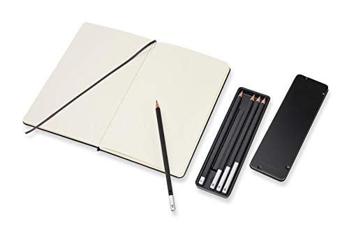 Moleskine - Art Collection Sketching Kit, Cuaderno para Bocetos con Tapa Dura y Cierre Elástico, Papel Adecuado para Lápices y Pinturas, Negro, Grande 13 x 21 cm, 104 Páginas (COLLECTION ART)