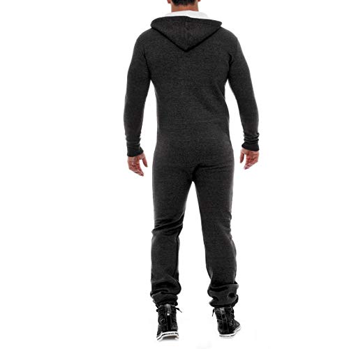 Mono de forro polar para hombre, traje de chándal para hombre, bonito y elegante, con capucha, ropa de dormir gris oscuro M