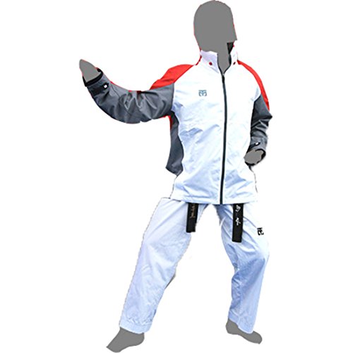 Mooto Wing Chaqueta Rompevientos chándal Entrenamiento Taekwondo Equipo Uniforme Gimnasio para Hombre 170 (160-170cm) (5.25-5.58ft) Blanco + Rojo