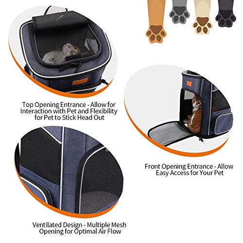 Morpilot Mochila Transportín Perro, Mochila Transportín Gato Bien Ventilado con Correa de Seguridad Interior, Bolsa de Transporte para Para Gatos y Perros Pequeños (13*11*16.5 inch) + Tazón Plegable