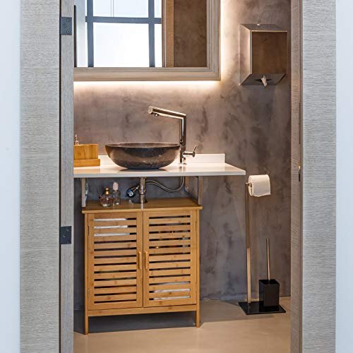 Mueble bajo Lavabo nórdico marrón de bambú para Cuarto de baño Basic - LOLAhome